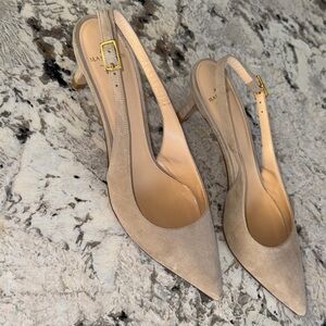 ANN MASHBURN Taupe Slingback Heels